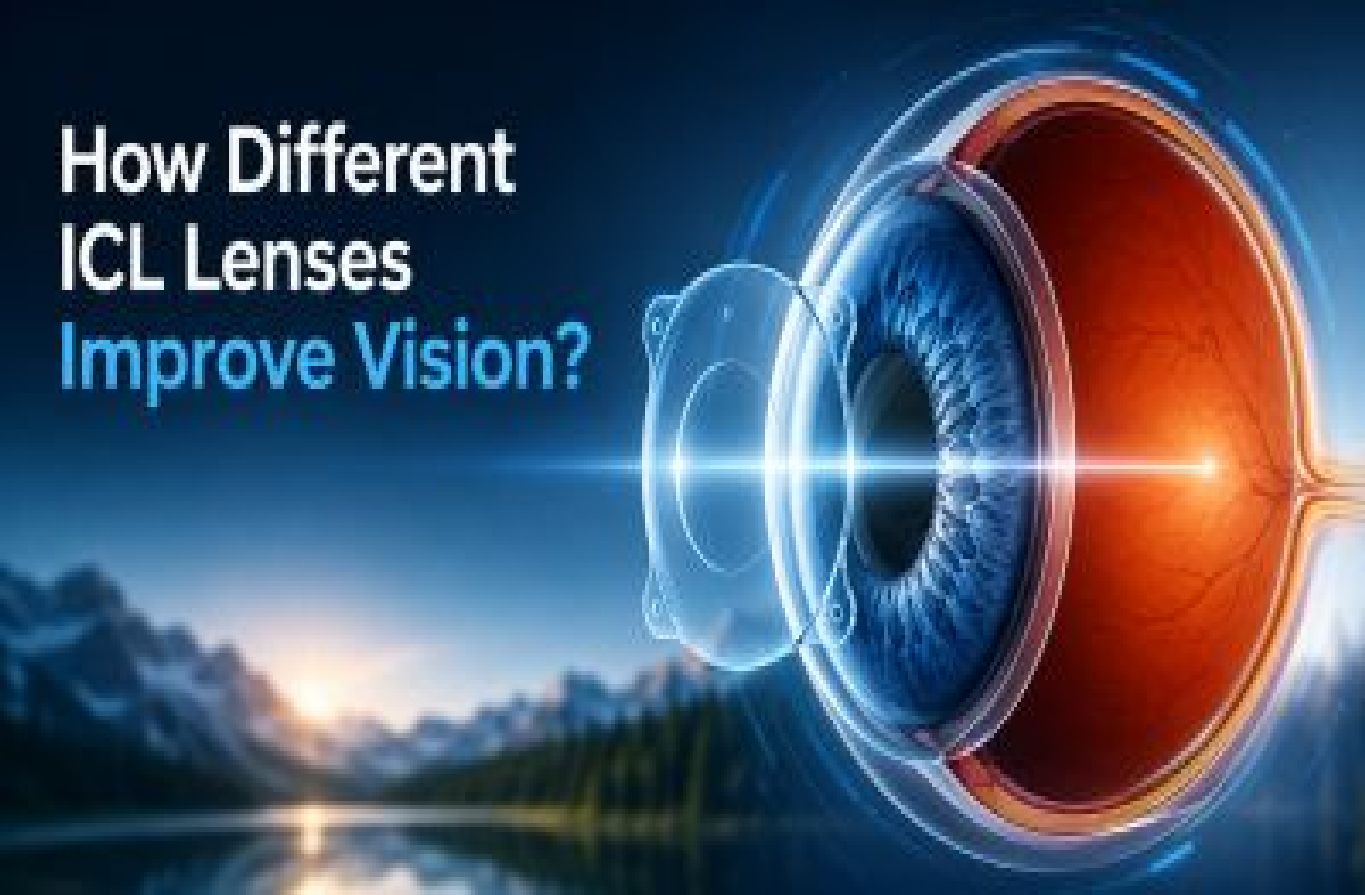 Vision types - near, intermediate and far vision illustration